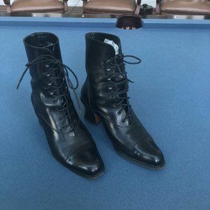 Joan and David Black Lace-up Ankle Boots